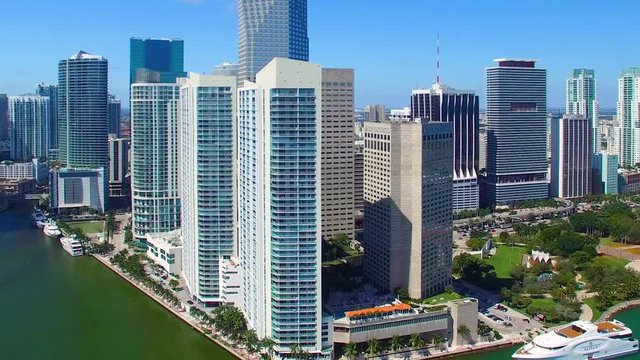 Aerial view of Downtown Miami on a beautiful winter day