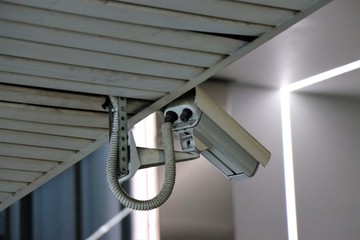 security camera on wall