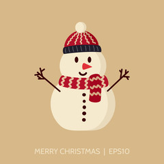 Snowman icon. Christmas card template
