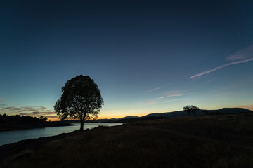 Fototapeta na wymiar Landscape at dusk near Granadilla. Extremadura. Spain.