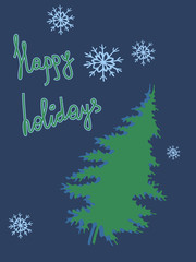 Fototapeta na wymiar Happy holidays card with Christmas tree vector illustration