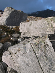 Rocks on the hillside near An Teallach