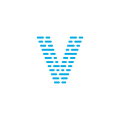 Blue Stripes Vector Logo Letter V