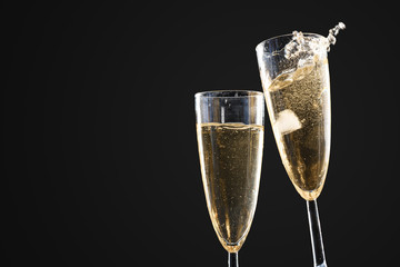Glasses of champagne with splash