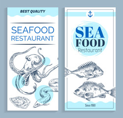 Vector Best Quality Seafood Restaurant Banner Set