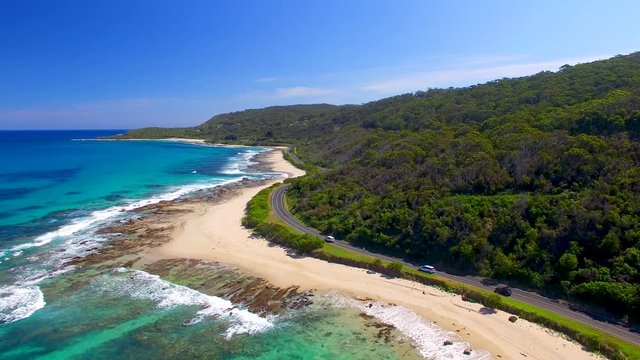 Aerial view of Great Ocean Road along the sea - Australia