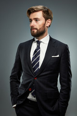 A man in a business suit.