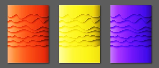 Set of minimal template in paper cut style design for branding, advertising with abstract shapes. Modern background for covers, invitations, posters, banners, flyers, placards. Vector EPS10.