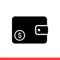 Wallet vector icon, cash symbol . Modern flat style isolated on white background