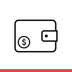 Wallet vector icon, cash symbol . Modern flat style isolated on white background