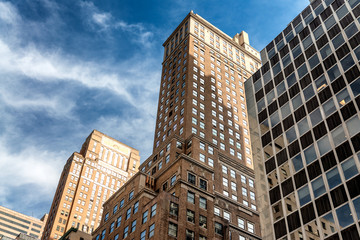 Naklejka premium Classic skyline of Manhattan, New York City. View from street level