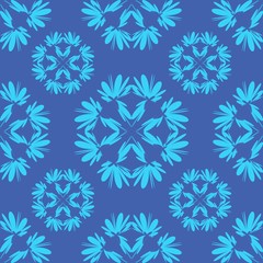 Fototapeta na wymiar Abstract seamless floral blue vector pattern. Pattern in a swatch panel, EPS10.