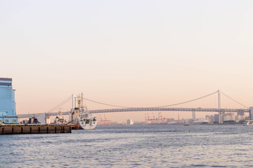 Rainbow bridge at sumida river viewpoint in tokyo,Japan
