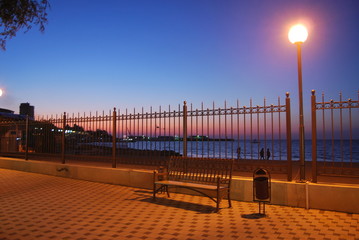 lantern on the waterfront at night