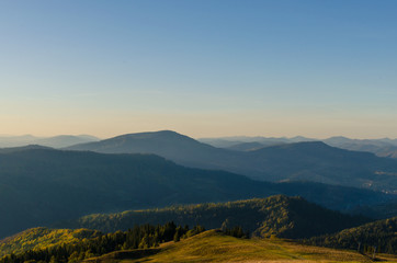 Fototapeta premium Carpathian mountains in sunny day in the autumn season