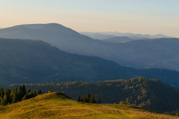 Obraz premium Carpathian mountains in sunny day in the autumn season