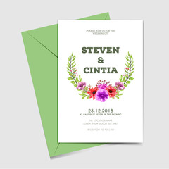 wedding invitation watercolor floral wreath