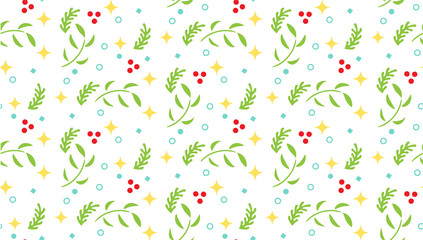 cute illustration green floral decoration pattern seamless background