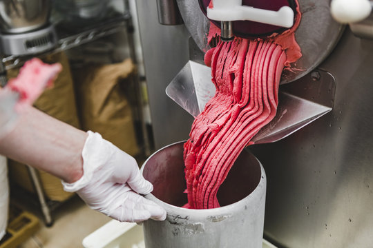 Making ice cream at an ice cream parlor