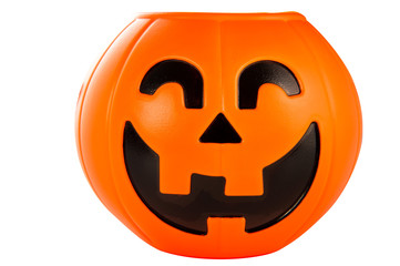 Beautiful halloween decoration trick or treat on white background with filter, concept of halloween party, copy space(text space), close-up, blank for text