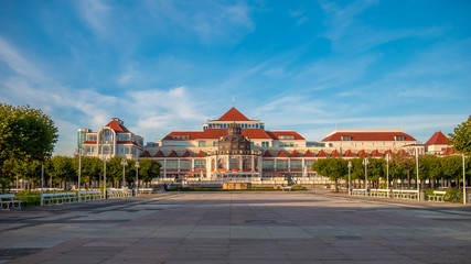 Beautiful architecture of Sopot with Spa House (Dom Zdrojowy) at morning, Poland.