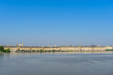 BORDEAUX, FRANCE - MAY 18, 2018: View of the city and the river Garonne. Copy space for text.