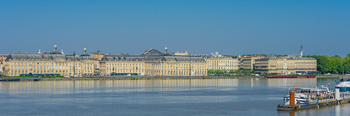 Fototapeta na wymiar View of the city and the river Garonne, Bordeaux, France. Copy space for text.