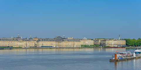 View of the city and the river Garonne, Bordeaux, France. Copy space for text.