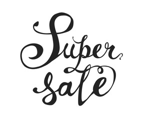 Super sale. Words of hand written letters