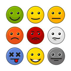 Customer Feedback Smile Icons Set on White Background. Vector