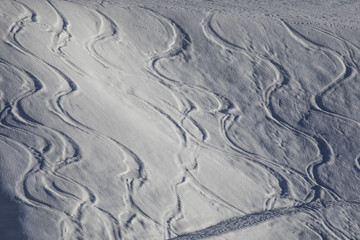 Ski tracks in the snow