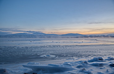 Naklejka na ściany i meble Winter landscapes in northern Norway 