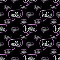 Hello Text Banner Motif Seamless Pattern