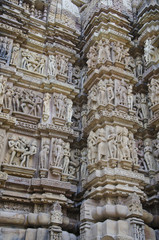 KANDARIYA MAHADEV TEMPLE, North Wall - Top Panel - Mithuna Couple, Western Group, Khajuraho, Madhya...