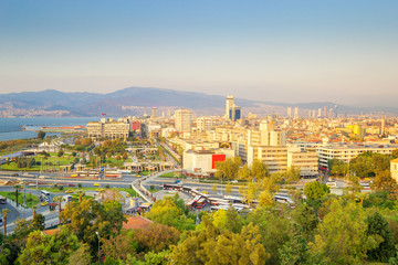 Evening View of Izmir Turkey. Konak Square