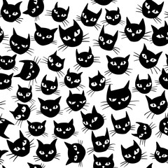 Seamless pattern with black cats
