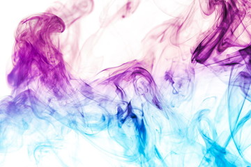 Colored smoke on white background