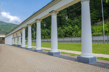 colonnade on the embankment of the river Gmyz