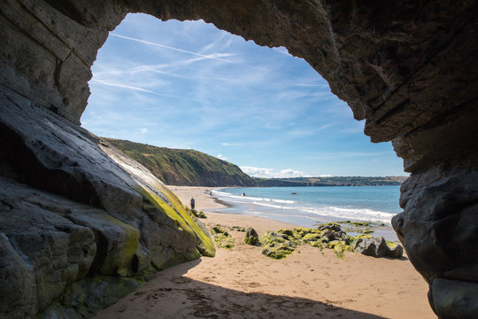 Inside A Cave On A Beach In West Wales