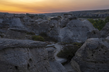 Sunrise at Writing on Stone Provincial Park in Alberta Canada