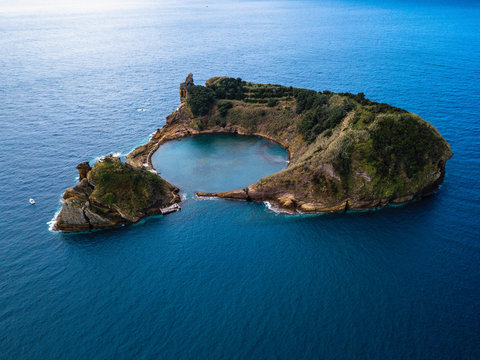 View of Islet of Vila Franca do Campo, is formed by the crater of an old underwater volcano, Azores, Portugal.