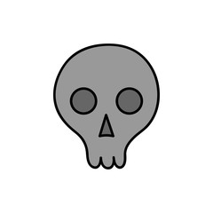 Hand drawn skull vector illustration. Halloween grey skeleton head icon, isolated.