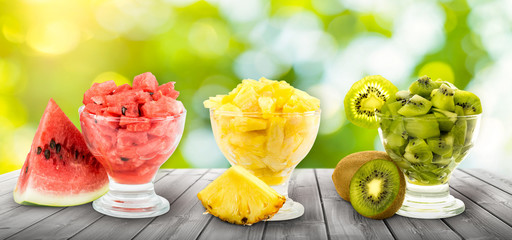 Fresh Fruits Slices in Glass