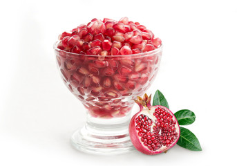 pomegranate pieces in a Glass