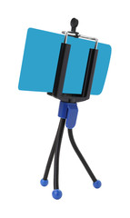Back side template mobile phone on tripod white background...