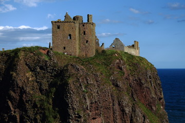 an ancient scottish castle keeps guard . 