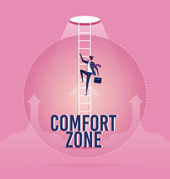 Businessman Trying To Break Out Of His Comfort Zone To Success - Business Concept Vector