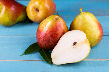 Sweet pears in the basket
