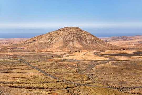 Sacred Mountain of Tindaya Aerial View, Fuerteventura, Canay Islands