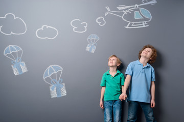 Gifts on parachutes falling down